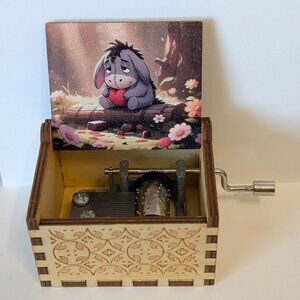 Music Box Eeyore Winnie the Pooh Hand Crank Wood